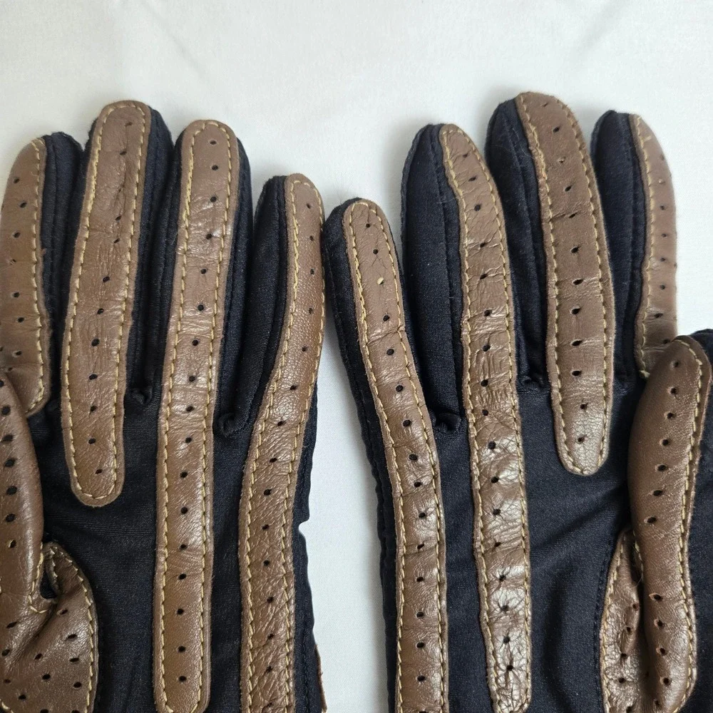 Aris isoToner WarmUps‎ Stretch Driving Gloves Black Brown Chevron One Size Vtg